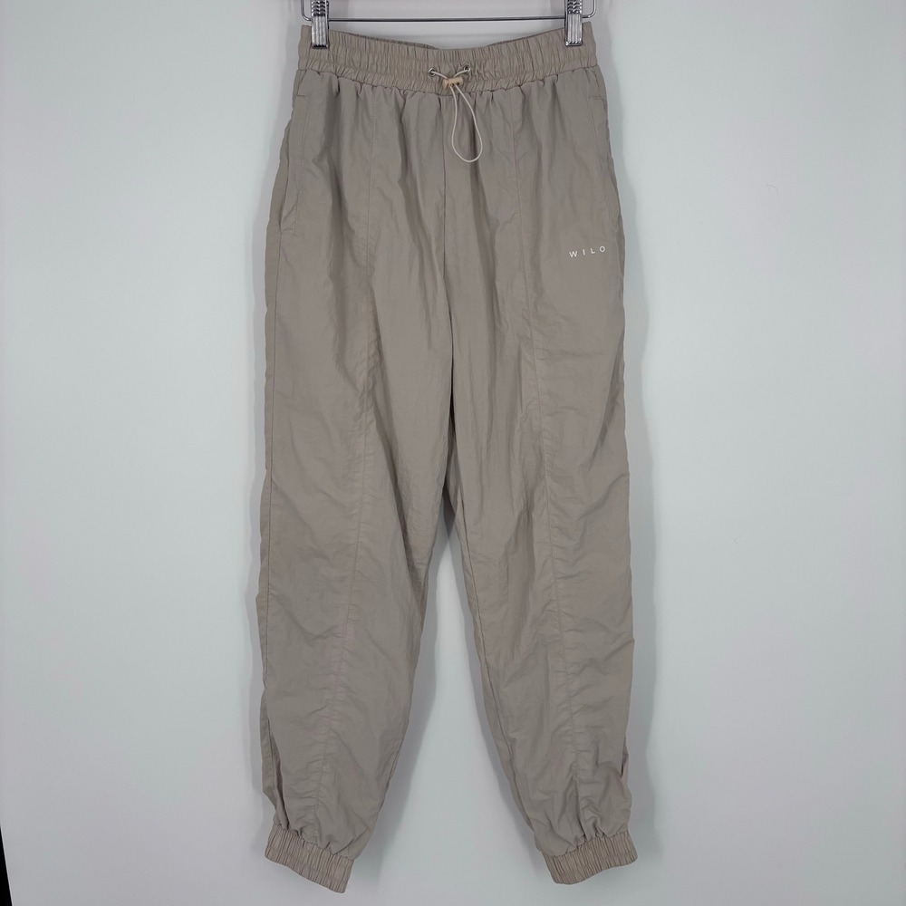 WILO The Label Jogger Track Pants Womens Small Tan Nylon Mesh Lined Athleisure